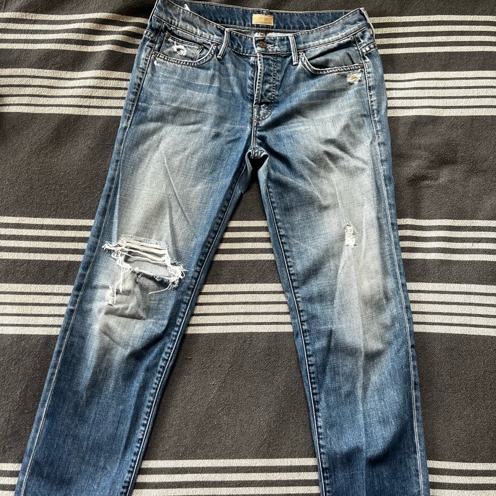 Distressed Blue Jeans